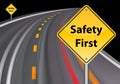 Safety first sign, road background Royalty Free Stock Photo