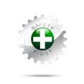 Safety first symbol on gear icon