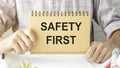 Safety first text concept write Royalty Free Stock Photo