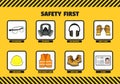 Safety first tools infographic diagram workplace