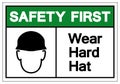 Safety First Wear Hard Hat Symbol Sign, Vector Illustration, Isolate On White Background Label. EPS10