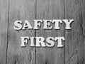 Safety First Words Typography Concept Royalty Free Stock Photo