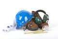 Safety gear and plans Royalty Free Stock Photo