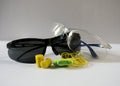 Safety glasses and ear plugs