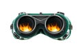 Safety glasses and fire reflect Royalty Free Stock Photo