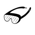 Safety glasses in hand drawn style in black and white. vector