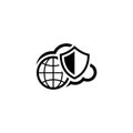 Safety Global Cloud Icon. Flat Design