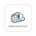 Safety Global Cloud Icon. Flat Design