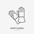 Safety gloves flat line icon. Protective work clothes sign. Thin linear logo for protection equipment store Royalty Free Stock Photo