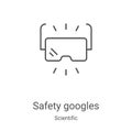 safety googles icon vector from scientific collection. Thin line safety googles outline icon vector illustration. Linear symbol