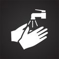 Safety hand washing icon on black background for graphic and web design, Modern simple vector sign. Internet concept. Trendy