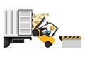 Safety in handling a fork lift truck. forklift overturning Maintain contact with the driver of the truck so as not to move it.