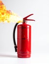Safety Hazard - Fire Extinguisher Emitting Flames Royalty Free Stock Photo