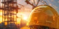 The Safety Helmet at Construction Site.AI generated image Royalty Free Stock Photo