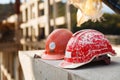 Helmet Engineering Construction worker equipment on background Royalty Free Stock Photo