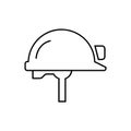 Safety helmet with head light line icon. Work safety concept. Miners protection equipment.