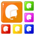 Safety helmet icons set vector color Royalty Free Stock Photo