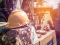 Safety helmet placed after engineers construction finish working