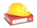 Safety helmet on red file folder 3D