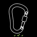 Safety hook or carabiner hook it is white icon . Royalty Free Stock Photo