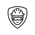 Black line icon for Safety, defense and helmet