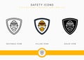 Safety icons set vector illustration with solid icon line style. Secure work accident concept. Royalty Free Stock Photo