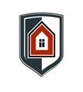 Safety idea, abstract heraldic symbol with vector classic house.