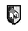 Safety idea, abstract heraldic vector symbol with classic house.