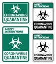 Safety Instructions Coronavirus Quarantine Sign Isolate On White Background,Vector Illustration EPS.10 Royalty Free Stock Photo