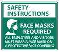 Safety Instructions Face Masks Required Sign on white background