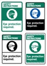 Safety Instructions Sign Eye Protection Required Symbol Isolate on White Background Royalty Free Stock Photo