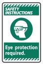 Safety Instructions Sign Eye Protection Required Symbol Isolate on White Background Royalty Free Stock Photo