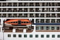 Safety lifeboat on deck of passenger ship