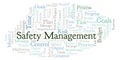 Safety Management word cloud, made with text only. Royalty Free Stock Photo