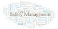 Safety Management word cloud, made with text only. Royalty Free Stock Photo