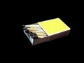 A box of safety match stick isolated black background