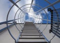 Safety metal ladder to the roof and blue sky, iron staircase Royalty Free Stock Photo