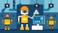 Safety Monitoring System Robots equipped with safety gear conducting regular audits in the factory with sensors to