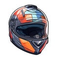 Safety Motorcycle helmet Transportation Gear Cartoon Square Illustration.