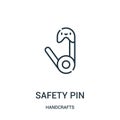 safety pin icon vector from handcrafts collection. Thin line safety pin outline icon vector illustration. Linear symbol for use on Royalty Free Stock Photo