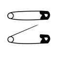 Safety pin icon on white background. closed and open safety pin Royalty Free Stock Photo