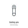 Safety pin outline vector icon. Thin line black safety pin icon, flat vector simple element illustration from editable kid and Royalty Free Stock Photo