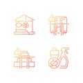 Safety precaution at home gradient linear vector icons set