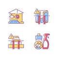 Safety precaution at home RGB color icons set Royalty Free Stock Photo