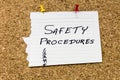 Safety procedure awareness list cork board notice