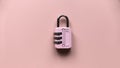 Safety and protection concept. Pink padlock isolated on a pink background Royalty Free Stock Photo