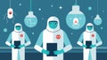 Safety Protocols Lab personnel in futuristic suits following strict safety protocols using advanced equipment to handle