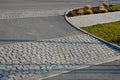 Safety ramp for slowing down traffic to a residential street where children play and it is necessary to strictly limit the speed o Royalty Free Stock Photo