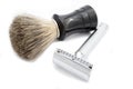 Safety razor with a badger shaving brush