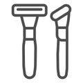 Safety razor line icon. Cutter illustration isolated on white. Shaving razors outline style design, designed for web and